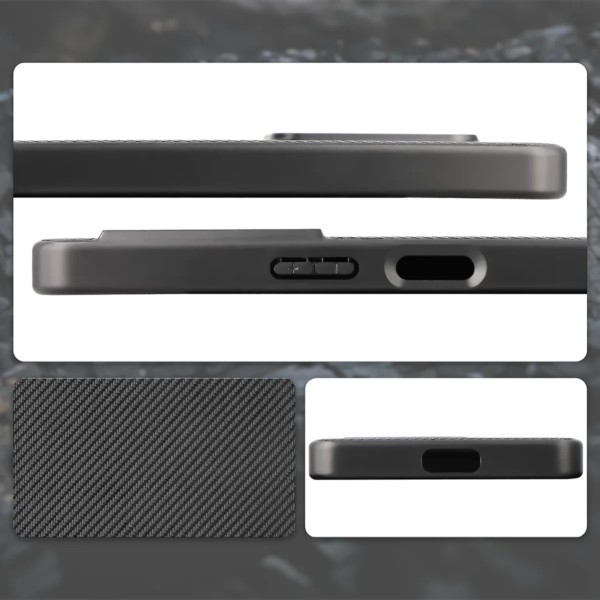 Kryt ze smyczką na nadgarstek i pierścieniem magnetycznym Bizon Case CarbO do Sony Xperia 1 VIII, barva černá