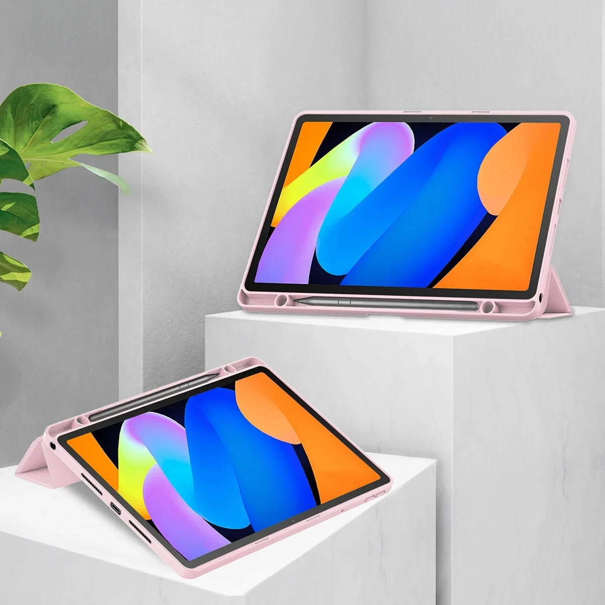 Kryt Etui z klapką Bizon Case Tab Clear Matt do Lenovo Idea Tab 11, barva růžová