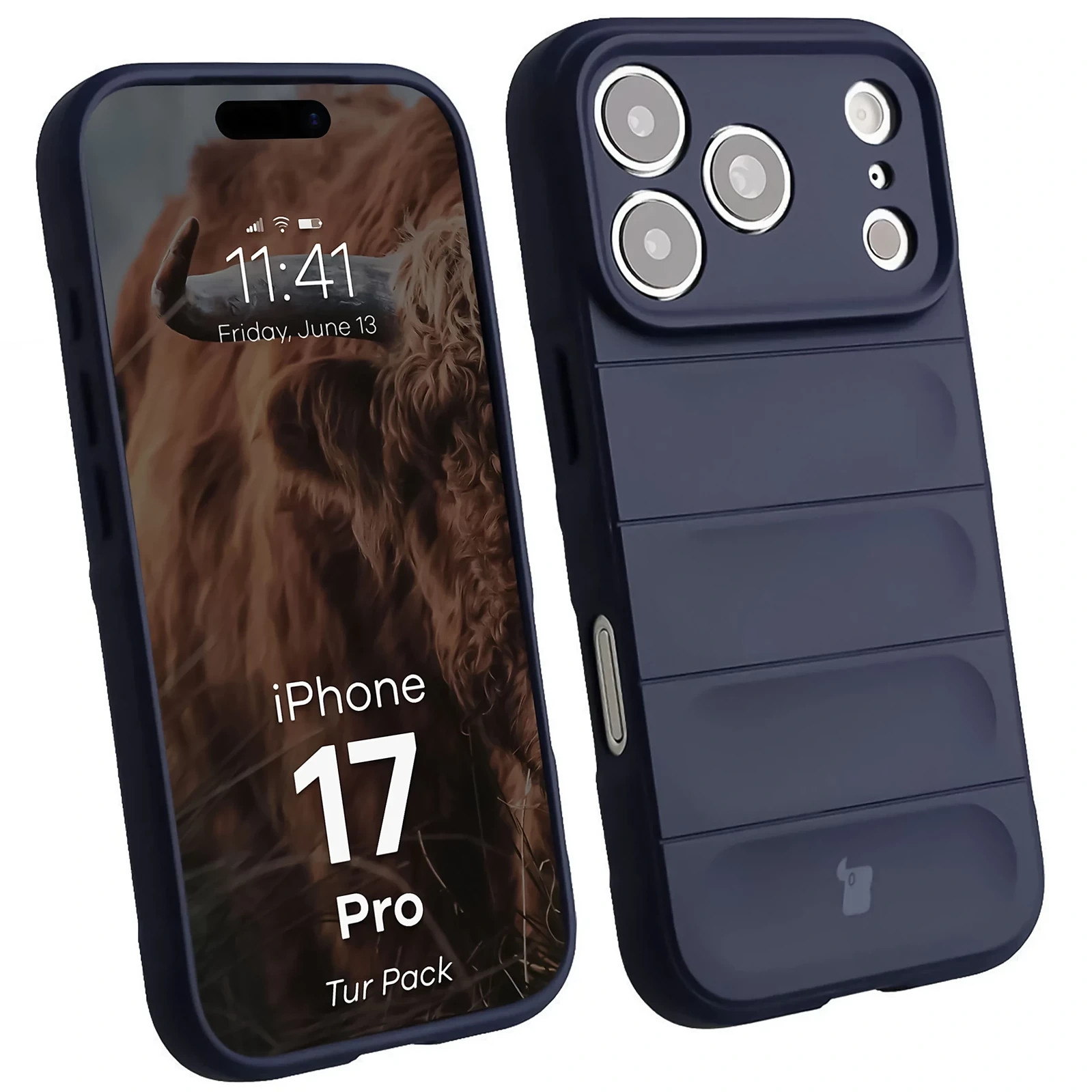 Kryt + szkło hartowane Bizon Tur Pack do iPhone 17 Pro, barva tmavě modrá