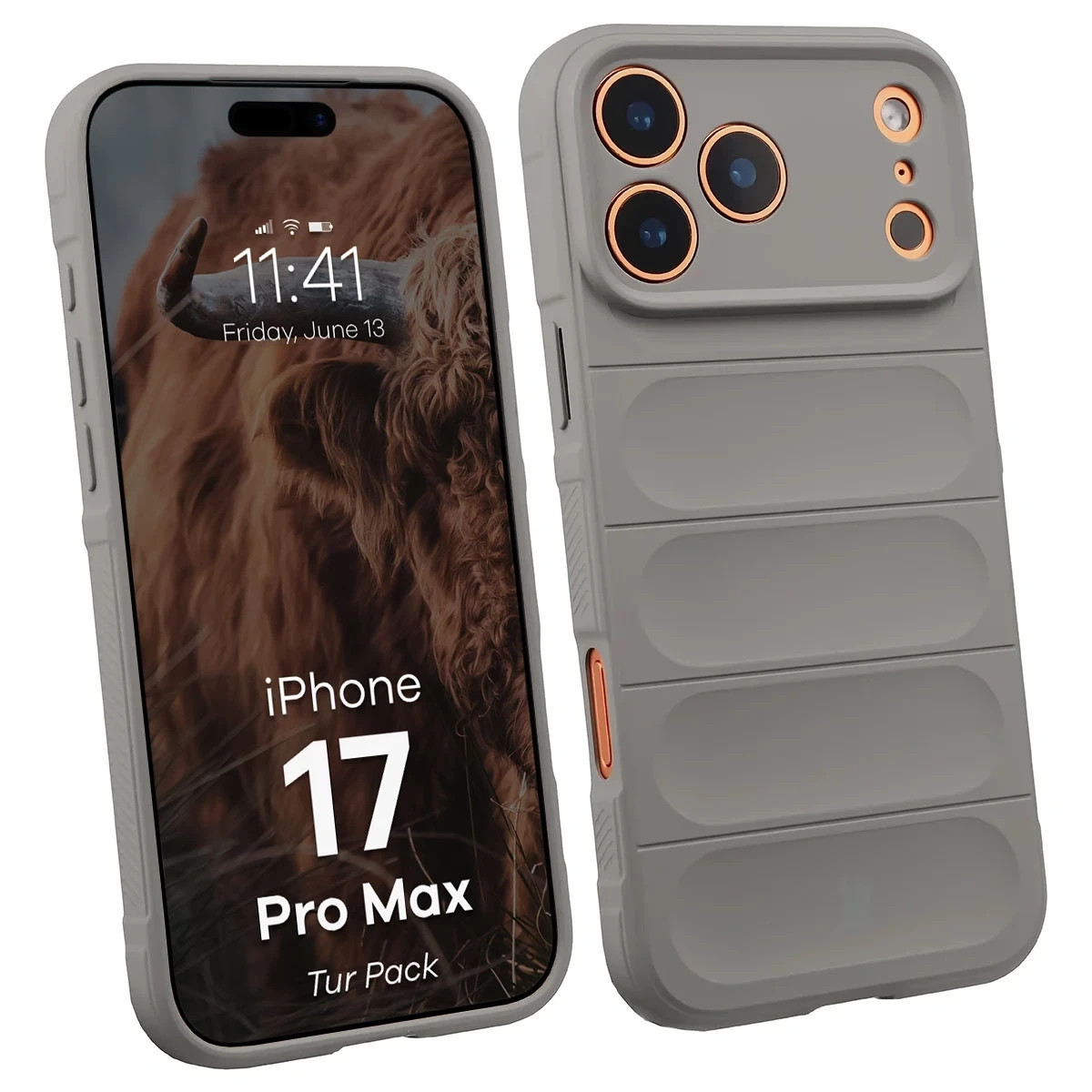 Kryt + szkło hartowane Bizon Tur Pack do iPhone 17 Pro Max, jasnobarva šedá