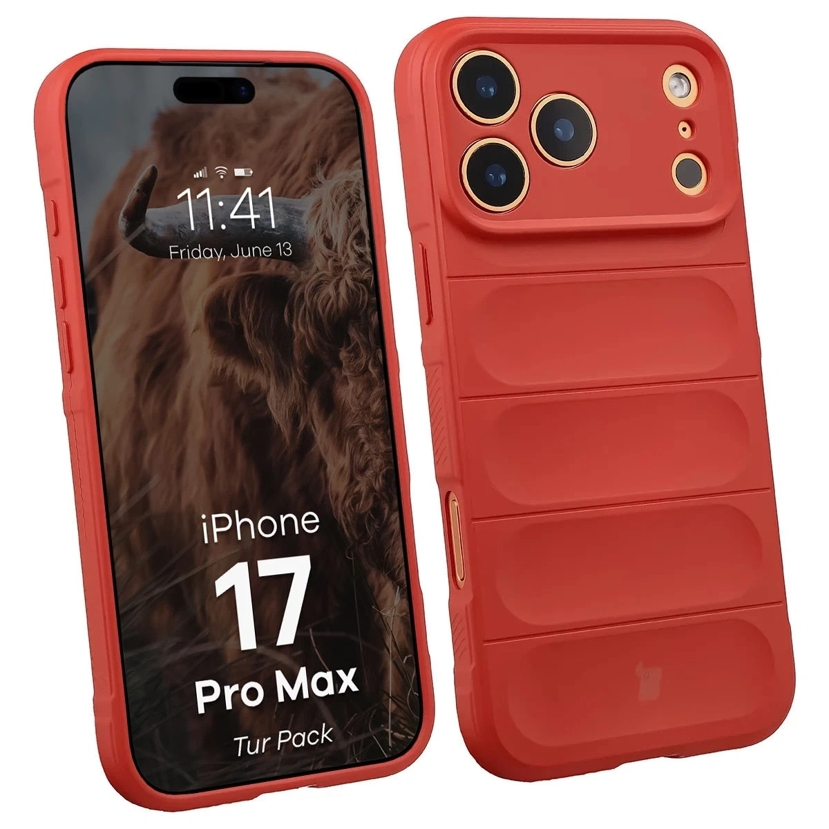 Kryt + szkło hartowane Bizon Tur Pack do iPhone 17 Pro Max, barva červená