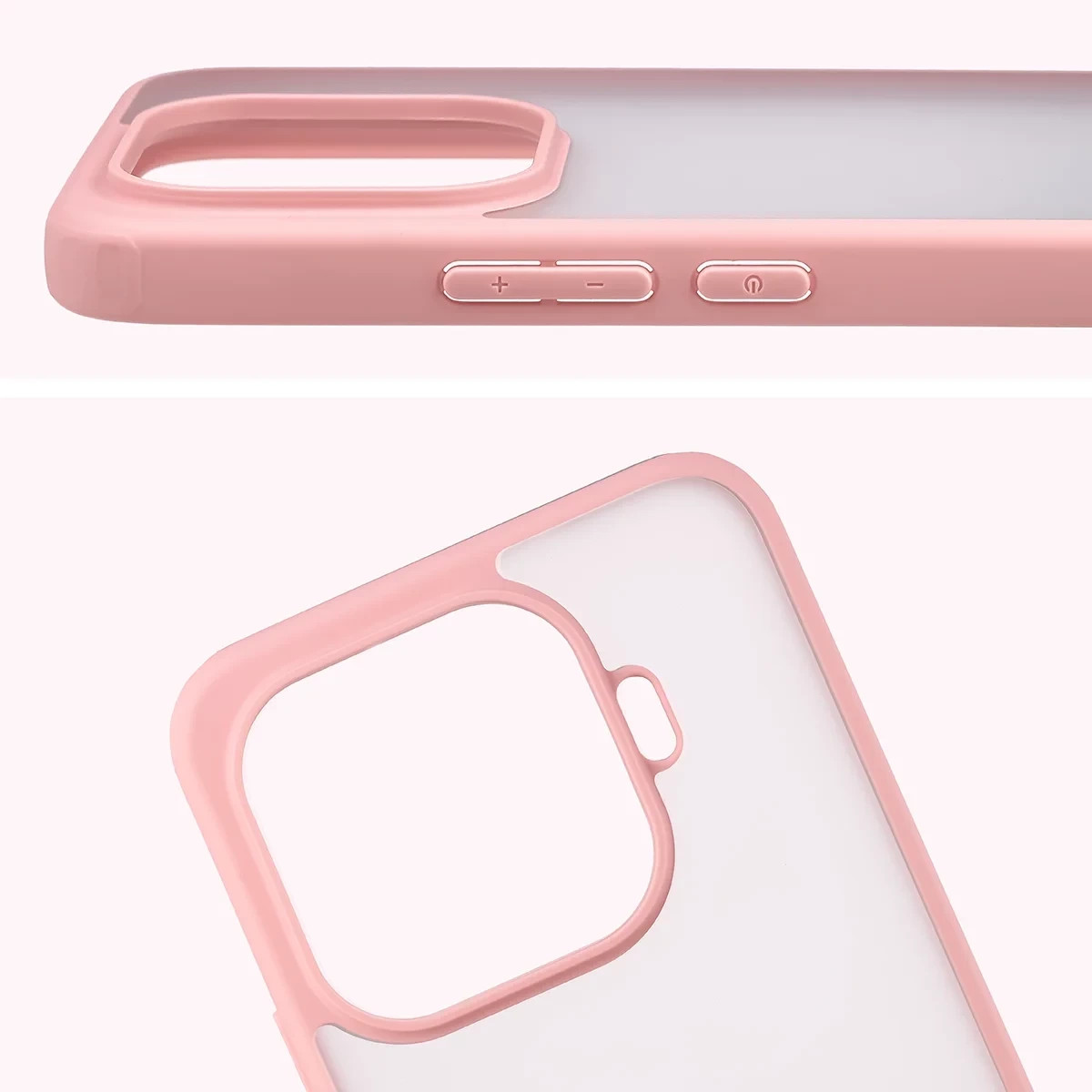 Kryt Bizon Case Angelo Xiaomi 17T, semi-transparent with a light pink frame