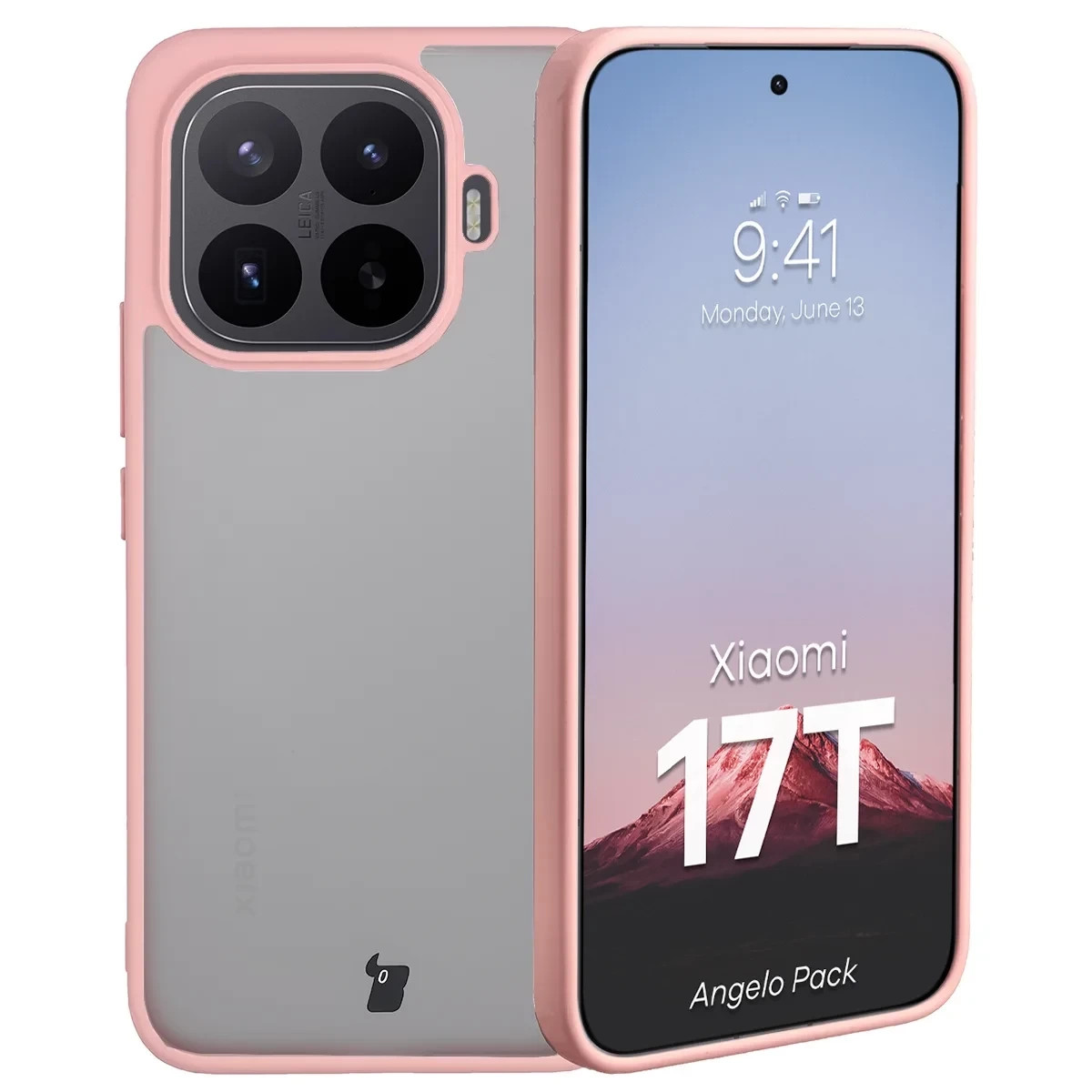 Kryt Bizon Angelo Pack Xiaomi 17T, semi-transparent with a light pink frame