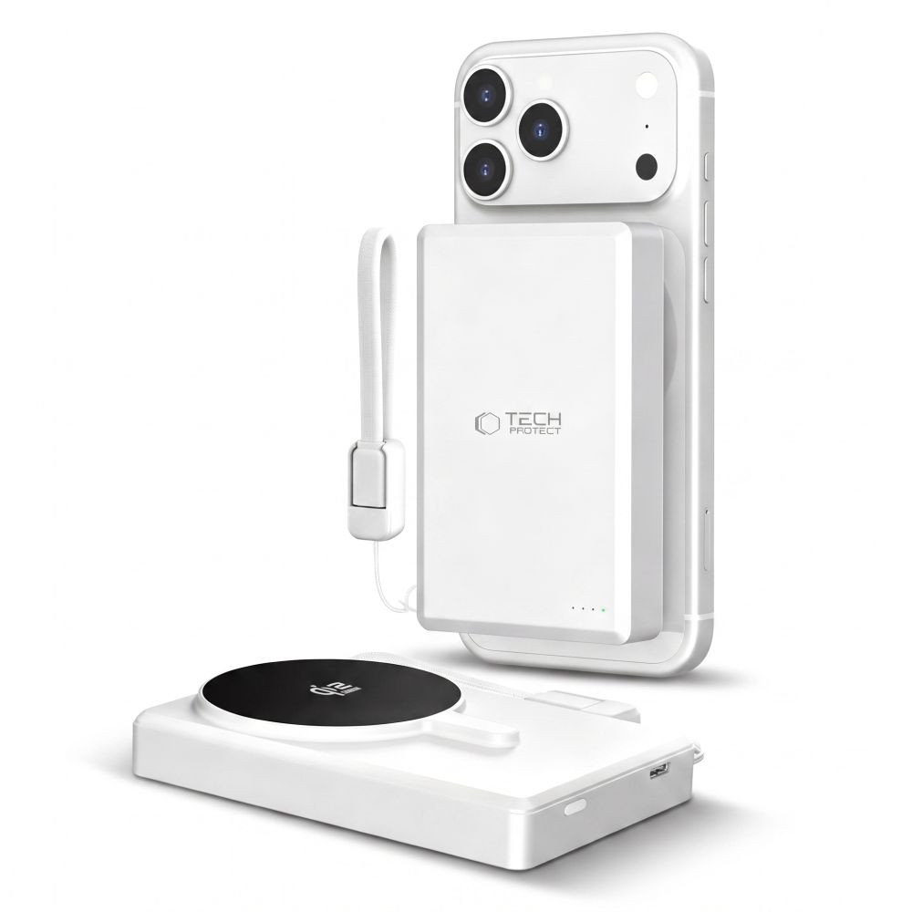 Tech-Protect PB40 LifeMag MagSafe Power Bank 10000mah 25W Qi2.2 White/silver