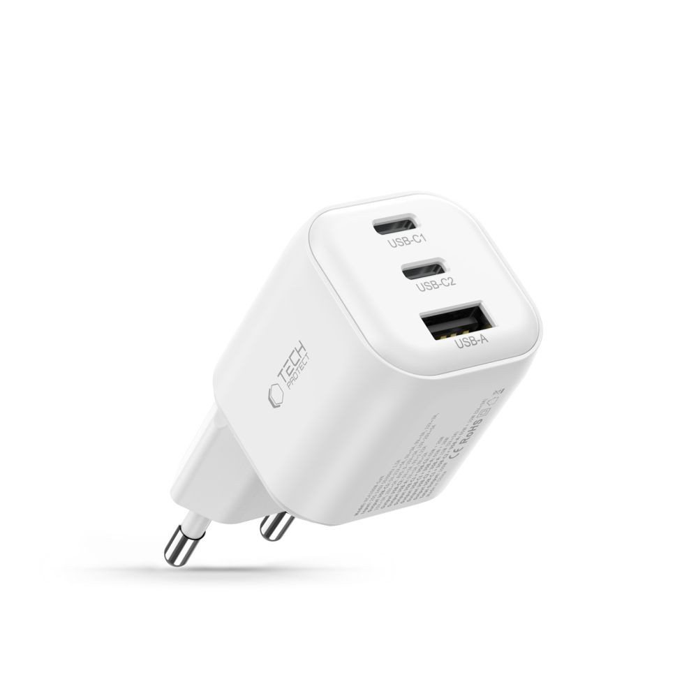 Síťová nabíječka Tech-Protect NCA100W-GAN-AVS 3-port Network Charger PD 3.2 100W / QC3.0 White