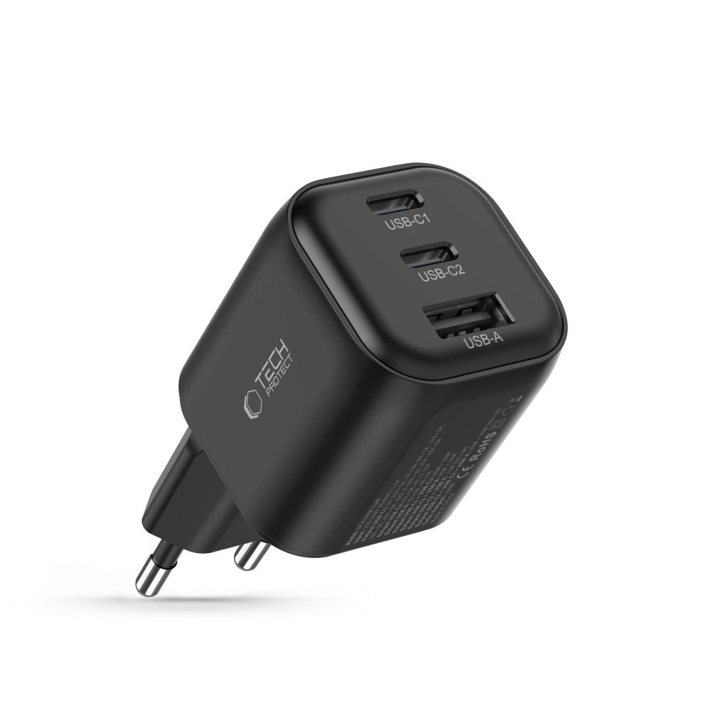 Síťová nabíječka Tech-Protect NCA100W-GAN-AVS 3-port Network Charger PD 3.2 100W / QC3.0 Black