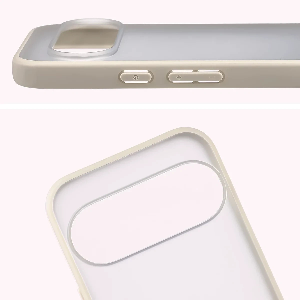 Kryt Bizon Case Angelo Google Pixel 11 Pro XL / 10 Pro XL, semi-transparent with a beige frame