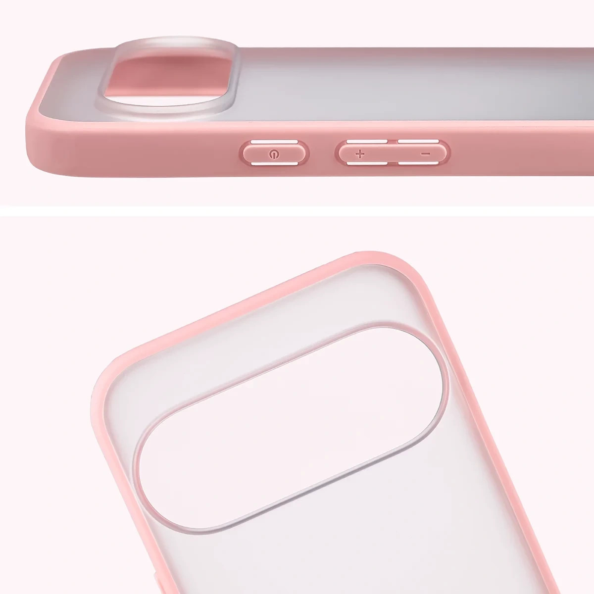 Kryt Bizon Case Angelo Google Pixel 11 Pro XL / 10 Pro XL, semi-transparent with a light pink frame