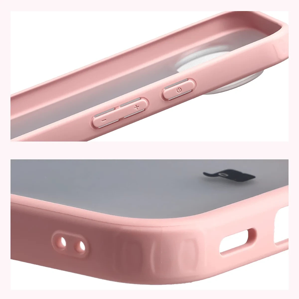 Kryt Bizon Case Angelo Google Pixel 11 Pro XL / 10 Pro XL, semi-transparent with a light pink frame